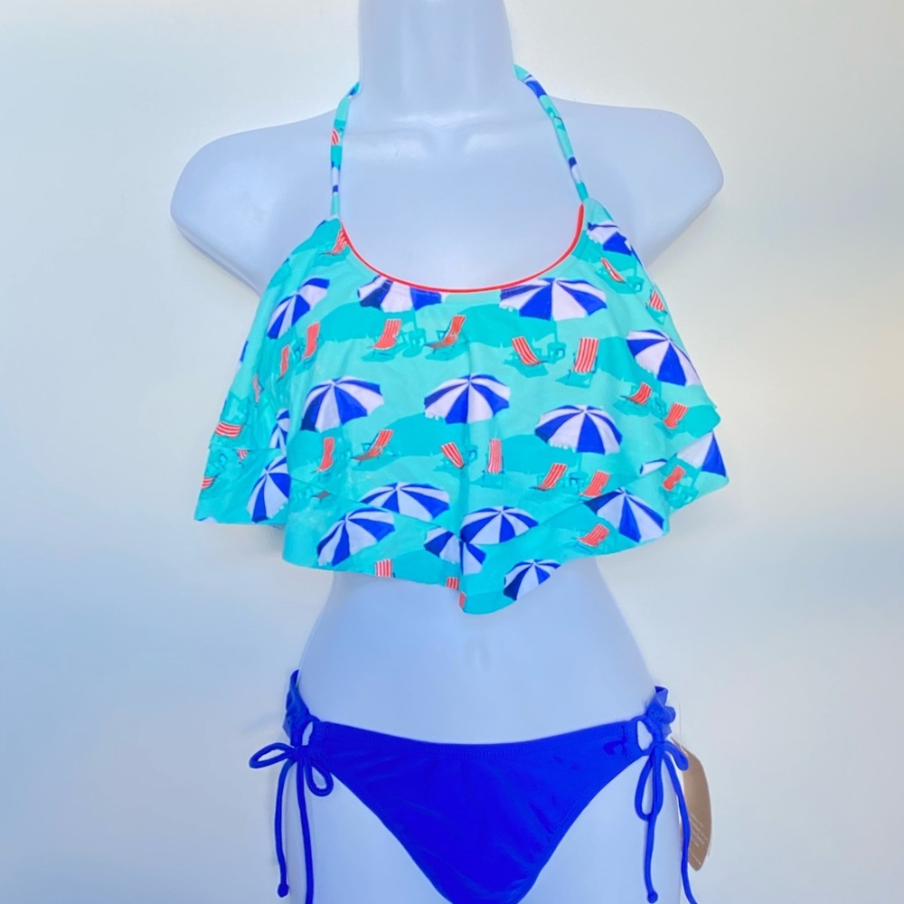 Hobie‎ Ruffled Top Bikini Set, Size M, NWT